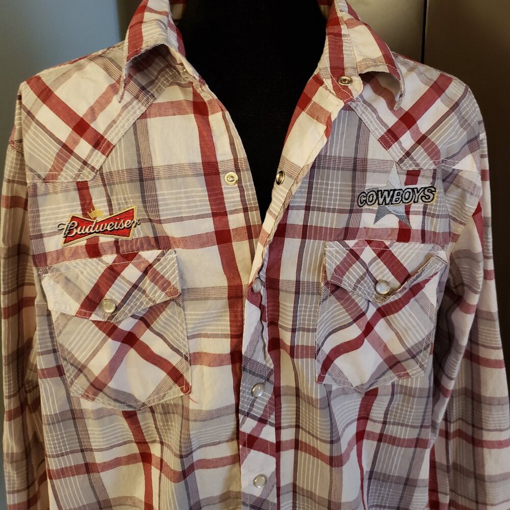Budweiser Cowboys Bar Bluenotes Shirt, size Med